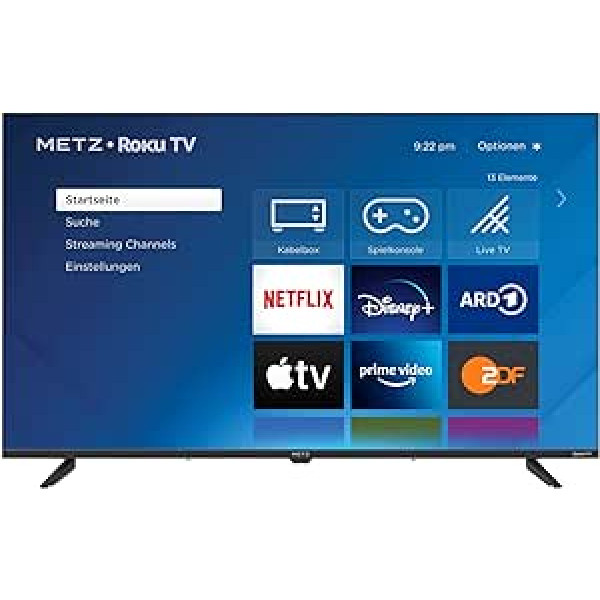 METZ Blue Roku televizors, FHD Smart TV, 40 collas, 100 cm, televizors ar trīskāršu uztvērēju, televizors ar WiFi, LAN, HDMI, USB, HDTV, 2 mēneši RTL+ bez maksas, 40MTD3011Z