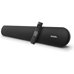 Roxel RSB380 All in One Soundbar for TV, 2.0 Channel TV/PC Soundbar, Wireless Bluetooth 5.0, Optical Cable and Remote Control Included, Multi-Port Compatible (Black)