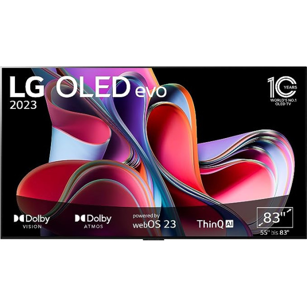 LG OLED83G39LA televizors 210 cm (83 collu) OLED evo TV (galerijas dizains, maksimālais spilgtuma pastiprinātājs, 120 Hz) [Modeļa gads 2023]