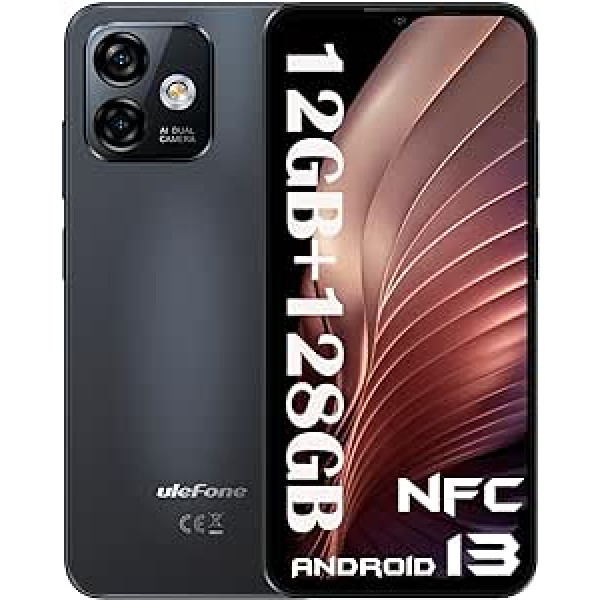 Ulefone Note 16 Pro NFC 12GB+128GB Android 13 mobilais tālrunis bez līguma 50MP kamera 6,52 collu astoņkodolu viedtālrunis bez līguma 4400mAh ar divām SIM kartēm simlock bez maksas mobilais tālrunis GPS OTG melns