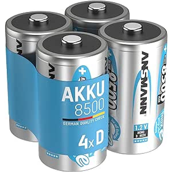 ANSMANN 8500 mAh D izmēra uzlādējams akumulators (2 iepakojumi pa 2)