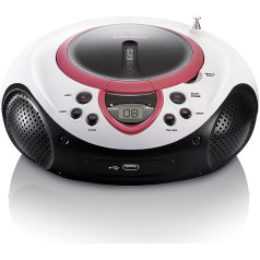 Lenco SCD-38 CD Boombox ar MP3/USB atskaņošanu un FM radio - rozā