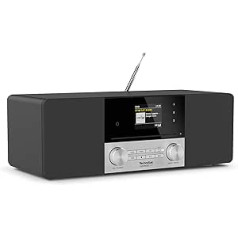 TechniSat DIGITRADIO 3 IR stereo DAB kompaktā radio sistēma (DAB+, FM, CD atskaņotājs, Bluetooth, interneta radio, USB, austiņu ligzda, AUX ieeja, radio modinātājs, 20 vatu RMS) melns