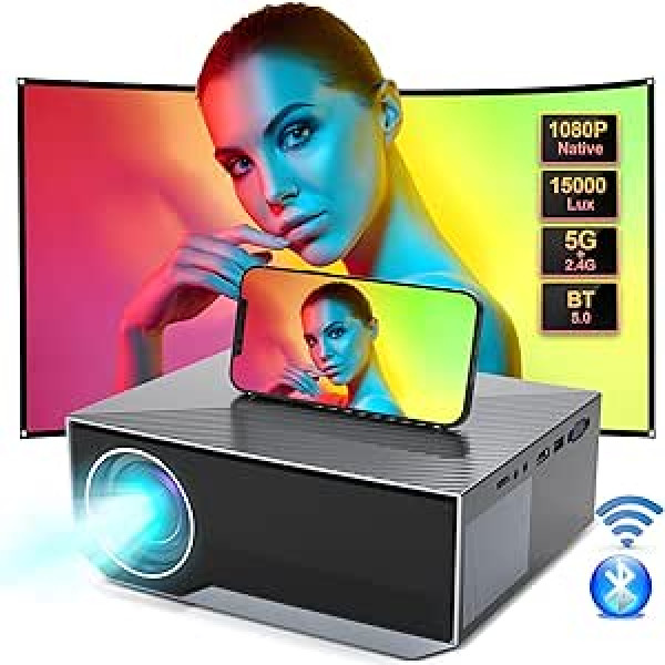 Mini projektors WiFi Bluetooth pārnēsājams projektors Native 1080P Full HD bezvadu mājas kinozāles displejs 300 collas saderīgs ar iOS/Android/TV Stick/PS5