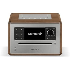 sonoro Elite Internet Radio with CD Player & Bluetooth (FM/FM, DAB Plus, WLAN, Alarm Clock, Podcasts, Spotify, Amazon Music, Deezer) Walnut