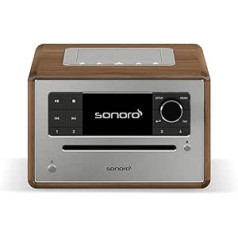 sonoro Elite interneta radio ar CD atskaņotāju un Bluetooth (FM/FM, DAB Plus, WLAN, modinātājs, aplādes, Spotify, Amazon Music, Deezer) Walnut