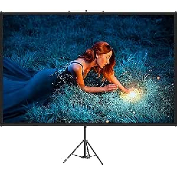 VEVOR 16:9 projektora ekrāns 4K HD displeja ekrāns Statīva projekcijas virsma 227 x 127 cm rullīšu ekrāns 160 grādu skata leņķis Audekls 200-250 cm Regulējams augstums Ideāli piemērots mājas kinozāles sanāksmju telpai