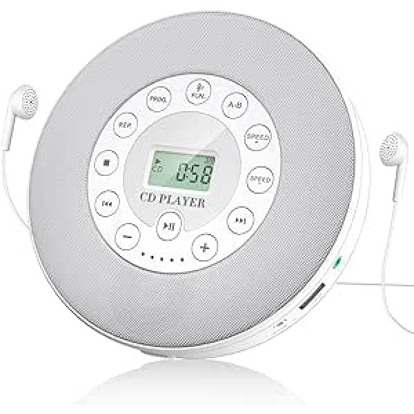 Portable CD Player with Bluetooth, Lukasa CD Player Portable, Compact Music CD Player for Car/Travel, Home Audio Boombox with Stereo Speaker & LCD Display, Gifts for Christmas Holiday