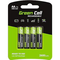 Green Cell 2600mAh 1,2V 4 Stck Vogeladene NI-MH AA-Akkus — Akkubatterien AA/Mignon, sofort einsatzbereit, Starke Leistung, geringe Selbstentladung, wiederaufladbare Akku Batterie, ohne Memory-Effekt