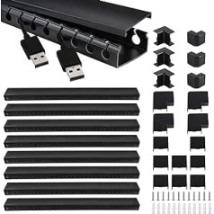 Alritz Self-Adhesive Cable Duct, Pack of 9, PVC Cable Cover, Cable Management, Desk and TV Cable Duct, Installation Channel, Wall (Black)