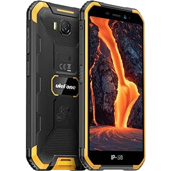 Ulefone Android 12 4G āra viedtālrunis bez līguma, Armor X6 Pro, četrkodolu 4 GB + 32 GB, 5,0 collu IP68 robusts mobilais tālrunis, divas SIM kartes, 13 MP zemūdens dubultkamera, 4000 mAh, sejas atbloķēšana, NFC FM