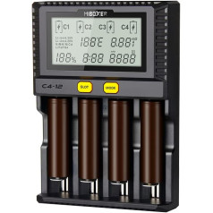 Fastest 18650 Battery Charger, AUKSKY 3A Fast Charger with 4 Slots, LCD Display, Temperature Control for AA AAA D 26650 18490 18350 18500 RCR123 Li-Ion/IMR/INR/ICR/NI/NI/NI/NI/-MH/NI-. CD battery