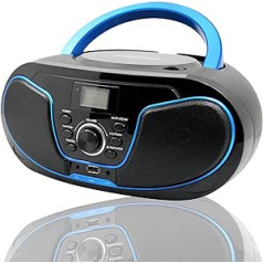 Pārnēsājams CD atskaņotājs bērniem Bluetooth Boombox ar FM radio un USB ieeju, 2 x 2 vatu RMS stereo sistēmu