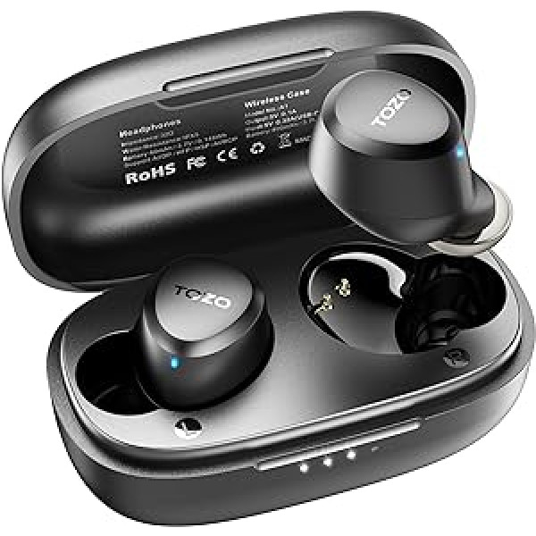 TOZO A1 Mini Bluetooth austiņas, bezvadu Bluetooth 5.3, viegls bezvadu ausī iebūvēts mikrofons austiņu nēsāšanai (saderīgs ar mazām ausīm), melns