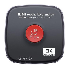 8K HDMI 2.1 video audio pārveidotājs PROZOR HMDI uz optisko 3,5 mm HDMI video audio nosūcēju 8K60Hz 4K120Hz UHD 7.1/5.1/2.0CH Dobly HD spēļu konsolei, BlueRay DVD, TV kastei, projektoram