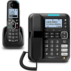 Amplicomms BigTel 1580 Combo DECT Large Buttons Telephone, Answering Machine, Additional Handset, Audio Boost, Extra Loud Ringtones, Hearing Aid Compatible, Call Protection