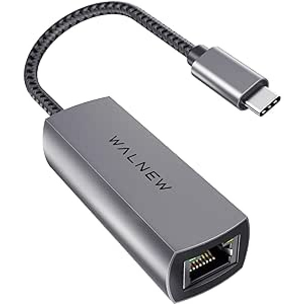 WALNEW USB C Ethernet Adapter 2.5 Gigabit, USBC LAN Cable Plug, Thunderbolt 4/3 RJ45 Network Adapter for MacBook Pro/Air M1 M2, Mac Mini, iMac, Surface Laptop, iPad 10, Samsung Galaxy Tab S9 S8, Dell