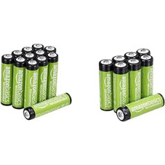 Amazon Basics AAA Batteries, Micro/Rechargeable, Pre-Charged, 12 Pack (Appearance May Vary) & AA Batteries, Rechargeable, Pre-Charged, 8 Pack (Appearance May Vary)