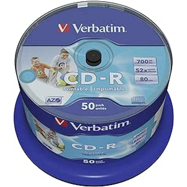 Verbatim CD-R plata drukājama virsma 52x700 MB CD sagataves 50. gadu vārpsta