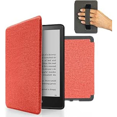 MyGadget futrālis Amazon Kindle Paperwhite 11. paaudzei (no 2021. gada — 6,8 collas) ar rokas siksnu un automātiskās miega/pamošanās funkciju — pārvelkams futrālis rozā krāsā