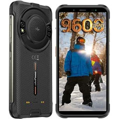 Ulefone Power Armor 16 Pro Outdoor viedtālrunis 2022, Android 12 āra mobilais tālrunis astoņkodolu, 122dB skaļrunis 9600mAh akumulators 8+64GB/SD-128GB, 16MP kamera IP68 ūdensizturīgs NFC/OTG/GPS melns 4G divkāršs SIM