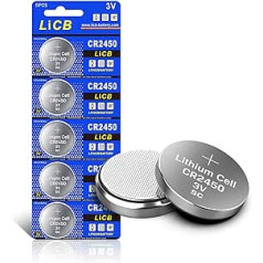 LiCB CR2450 CR 2450 3 V litija akumulators (5 pakojumā)