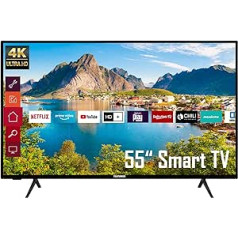 Telefunken XU55K700 55 collu televizors/viedtelevizors (4K Ultra HD, HDR Dolby Vision, trīskāršs uztvērējs) — 6 mēneši HD+, ieskaitot [2022. gadu] [G enerģijas klase], melns