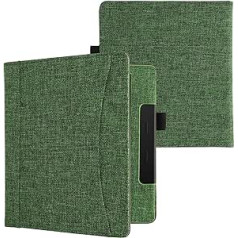 kwmobile Flip Case saderīgs ar Amazon Kindle Oasis 10th Generation — priekšējā nodalījuma rokas siksna — zaļa