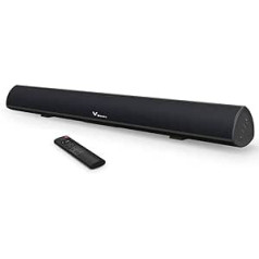 TV Soundbar with Integrated Subwoofer, 28 Inch Surround Sound Speaker with Remote Control, 60 W Bluetooth 5.0 DSP Soundbox with RCA, USB, Optical, AUX, Includes Mounting Bracket, for TV, PC