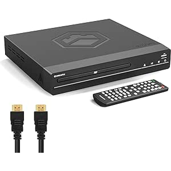 DVD atskaņotājs televizoram ar HDMI kabeli, Multi Region HD 1080P DVD atskaņotājs, HDMI, RCA AV kabelis, televizora savienojums, USB MP3 un CD atskaņošana, vienkāršas vadības pultis ar tālvadību vadāms DVD atskaņotājs, Oakcastle DVD100