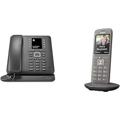 Gigaset Fritzbox telefons, saderīgs, VOIP bezvadu tālrunis ar austiņu savienojumu, brīvroku funkciju, krāsu displeju un lielām pogām