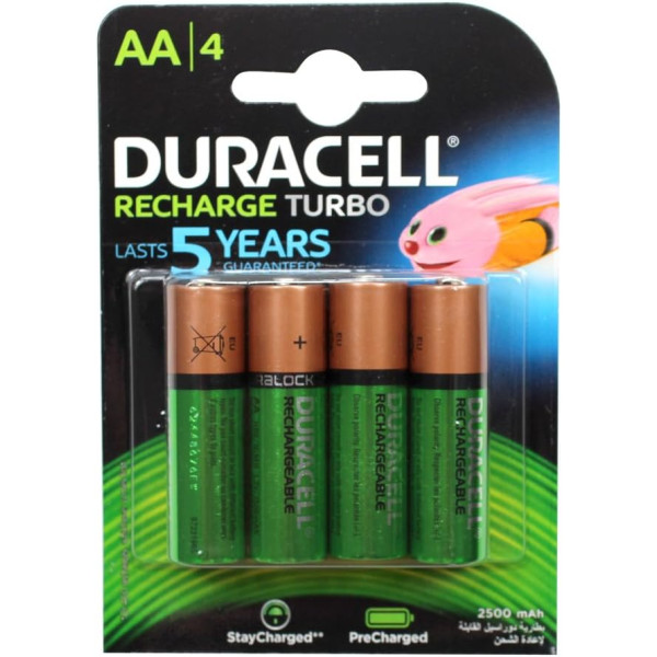 Duracell akumulators (AA, HR6, 1,2 volti, 2,450 mAH) 4 gab.