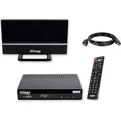 Comag SL65T2 DVB-T2 Receiver, Freenet TV (Private Transmitter in HD), PVR Ready, Full HD, HDMI, SCART, Media Player, USB 2.0, 12 V Compatible, 2 m HDMI Cable and DVB-T2 Indoor Antenna