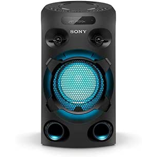 Sony MHC-V02 kompaktais lieljaudas skaļrunis ballītei (One Box Hifi mūzikas sistēma) Melns