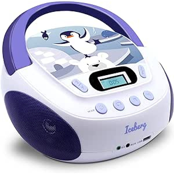 Metronic Iceberg 477179 CD MP3 Player for Children, USB Port and Audio Input, Headphone Output, Blue