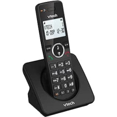 VTech ES2000 DECT Cordless Phone with Call Block, Volume Control, Caller ID/Call Well, 18 Hours Talk Time, Speed Dial, Backlit Display and Keyboard, ECO Mode, Black