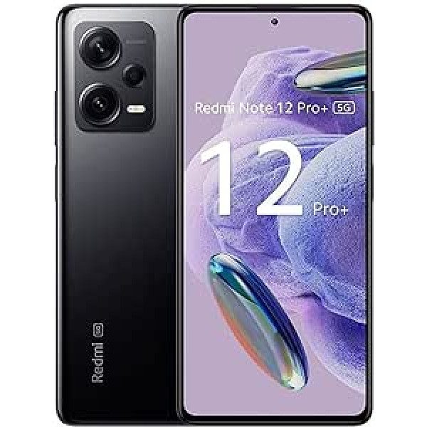 Xiaomi Redmi Note 12 Pro+ 5G viedtālrunis, 6,67 collu plūsmas AMOLED displejs 120Hz MediaTek Dimensity 1080 Procesors 200MP Aizmugurējās kameras 120W Hiper uzlādes mobilais tālrunis Dual SIM (8+256, melns)