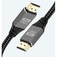 4K HDMI Cable 5 m HDMI 2.0b Cable 4K @ 60Hz High Speed 18Gbps Nylon Braided Gold-Plated Connectors with Ethernet/Audio Return Channel, Compatible with Video 4K UHD 2160p, HD 1080p, 3D Xbox PS4 IBRA