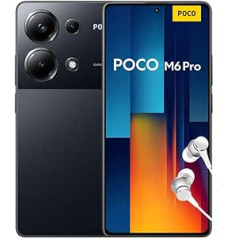 Poco M6 Pro viedtālrunis, 8 + 256 GB mobilais tālrunis bez līguma, 120 Hz 6,67 collu AMOLED DotDisplay, 64 MP OIS trīskāršā kamera, 5000 mAh, 67 W Turbo Charge, Dual SIM, melns