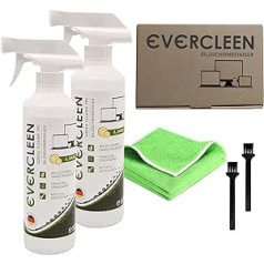 EVERCLEEN Screen Cleaner Pro 2 x Screen Cleaner 500 ml + 2 x mikrošķiedras lupatiņa. Videi draudzīgs vegānu tīrīšanas līdzeklis, ražots Vācijā televizoriem, personālajiem datoriem, klēpjdatoriem, planšetdatoriem, displejiem, brillēm un vie