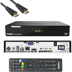Edision Piccollo S2+T2/C kombinētais uztvērējs H.265/HEVC (DVB-S2, DVB-T2, DVB-C,) CI Full HD USB melns ar HDMI kabeli