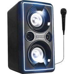 BLAUPUNKT PS 2000 Mobile PA Sound System with Battery & Light Effects - Bluetooth Sound System with Equalizer & Radio Including Microphone (MP3, USB, AUX, 2 x 25 Watt RMS)