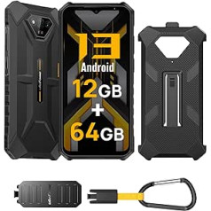 Ulefone Armor X13 Outdoor viedtālrunis 12G + 64GB ROM/SD-256GB kamera 50MP + 24MP + 8MP Android 13 āra mobilais tālrunis bez līguma 6320mAh Dual SIM IP68 viedtālrunis 2024 NFC melns