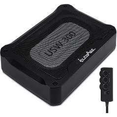 In Phase Car Audio USW300 300W Ultra Slim Compact Active Subwoofer System, Lieta alumīnija