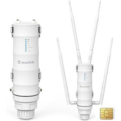 WAVLINK 1200 Mbit/s 4G LTE āra bezvadu piekļuves punkts, dubultais WLAN atkārtotājs/WLAN maršrutētājs (867 Mbit/s 5 GHz + 300 Mbit/s 2,4 GHz) ar SIM kartes slotu, atbalsta maršrutētājs/4G maršrutētājs/jaukšanas režīms, 4 antenas 3