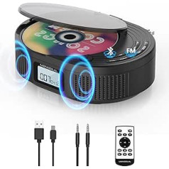 Monodeal CD atskaņotājs Portatīvais CD atskaņotājs Bluetooth un radio FM 2 vienā, uzlādējams pārnēsājams CD atskaņotājs ar skaļruni, Discman CD atskaņotājs, atbalsta AUX/USB