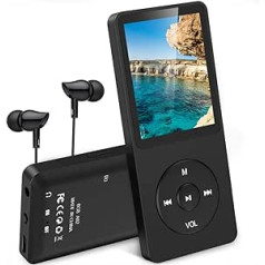 Agptek A02 A20 MP3 Player with 1.8-Inch TFT Colour Screen, 70 Hours of Playback, Music Player with FM Recording and Micro SD Card Slot