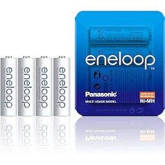 Panasonic eneloop, lietošanai gatavs Ni-MH akumulators, AA Mignon, 4 iepakojums, iesk. Uzglabāšanas futrālis, min. 1900 mAh, 2100 uzlādes cikli, liela jauda un zema pašizlāde, uzlādējams akumulators