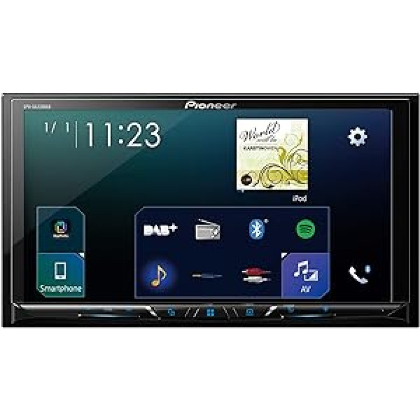 Pioneer automašīnas radio, 6,2 collas, skaidra tipa skārienekrāns, Bluetooth, Apple CarPlay, Waze, satelīta navigācija, lietotņu radio, brīvroku funkcija