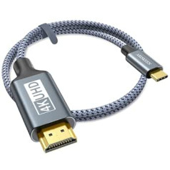 ARISKEEN USB C–HDMI kabelis 4K, USB 3.1 C tipa –HDMI kabelis [Thunderbolt 3/4 saderīgs] ierīcēm MacBook Pro/Air, Galaxy S8–S23, iPhone 15/Pro/Plus/Max, iPad Pro, iMac, Surface (2.5). m)